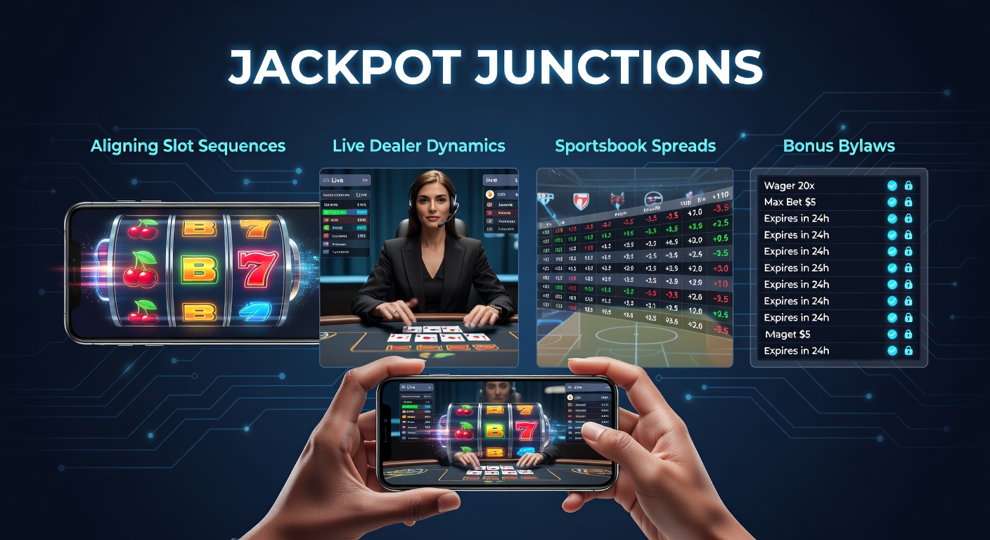 Mobile device displaying aligned casino features including slots, live dealers, sportsbooks, and bonus notifications for seamless play