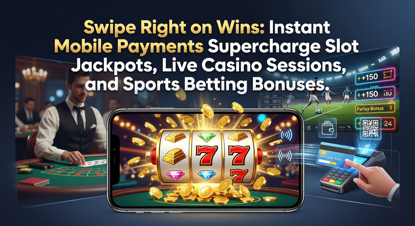 Smartphone displaying a vibrant slot jackpot win with instant payment confirmation overlay, highlighting seamless mobile transactions in online gaming